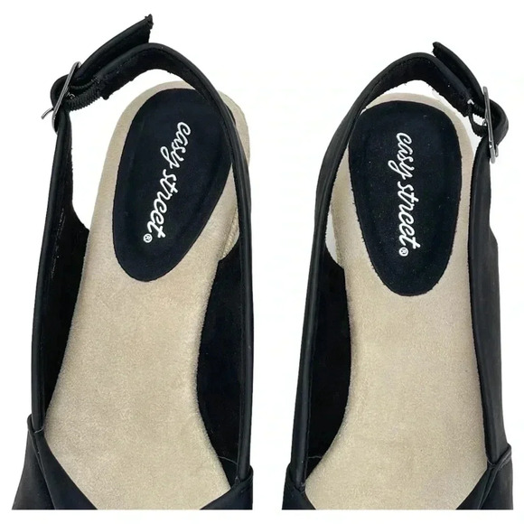 Easy Street Maureen Womens Super Flex Zone Black Wedge Dress Sandals Size 11M - Picture 9 of 15